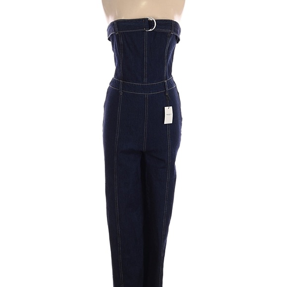 Forever 21 Pants - NWT Forever 21 Dark Blue Strapless Denim Jumpsuit